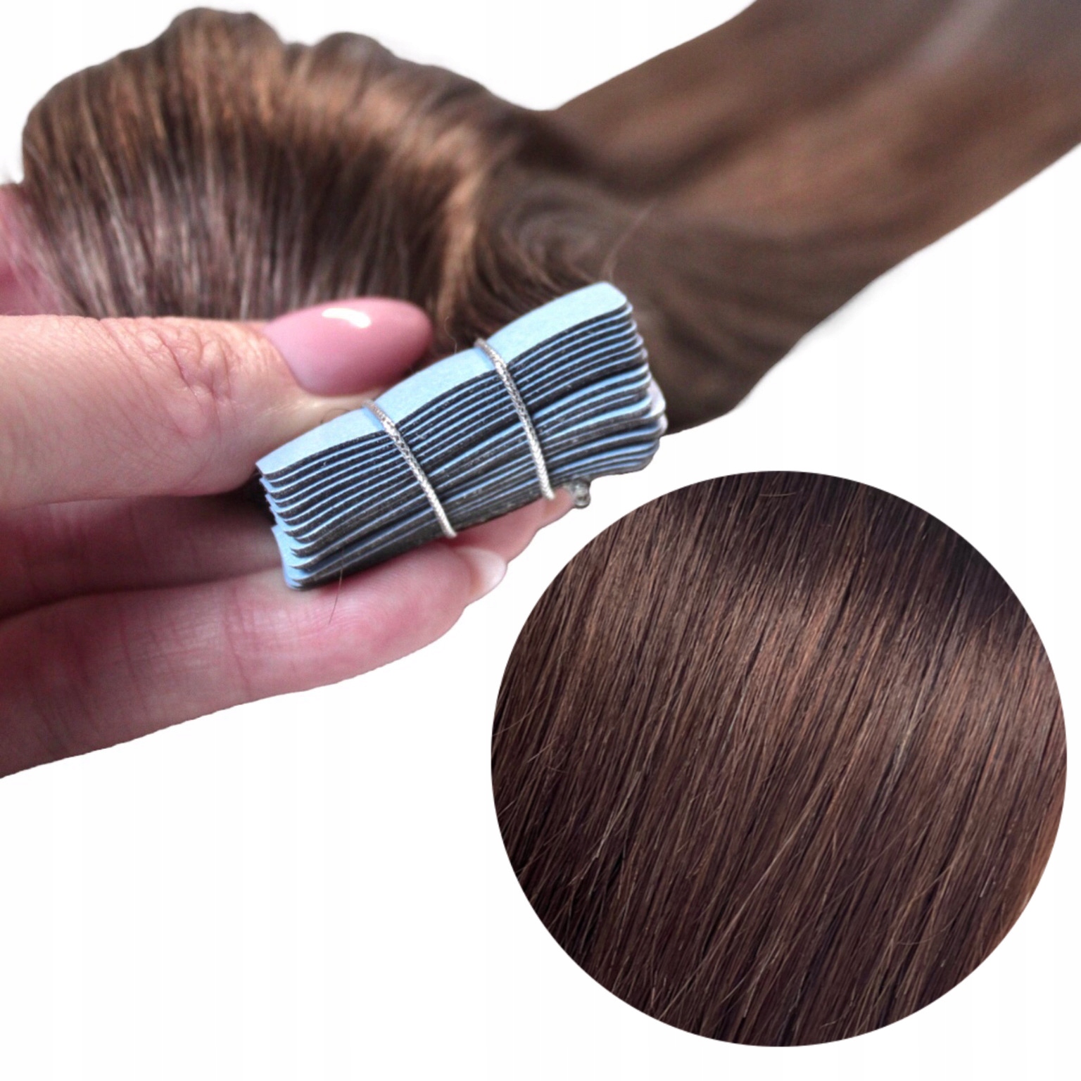 Přírodní Vlasy Tape On 50 cm 20 ks Silikonové