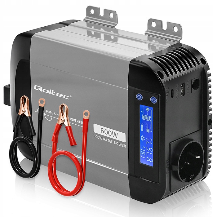 Menič napätia 12V na 230V 300/600W Usb Ms Wave LiFePO4 Agm Qoltec
