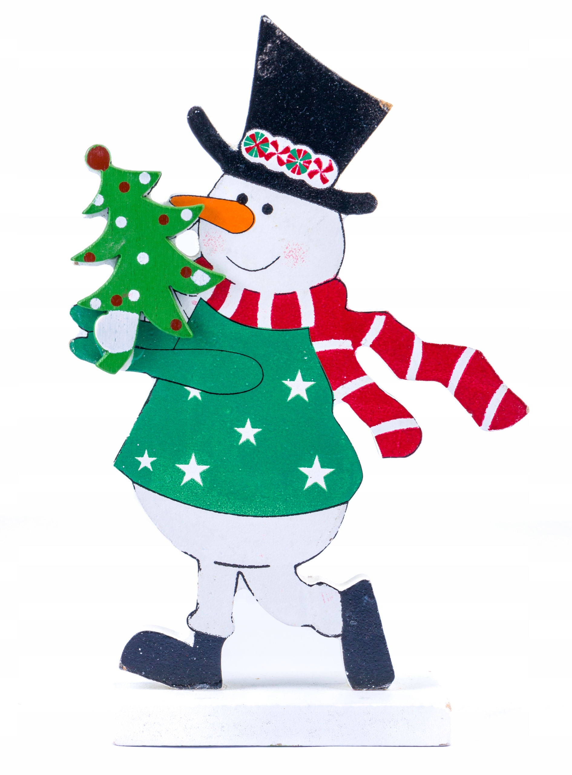 BAŁWANEK Z CHOINKĄ 16 cm FIGURKA DREWNIANA DEKORACJA OZDOBA ŚWIĄTECZNA