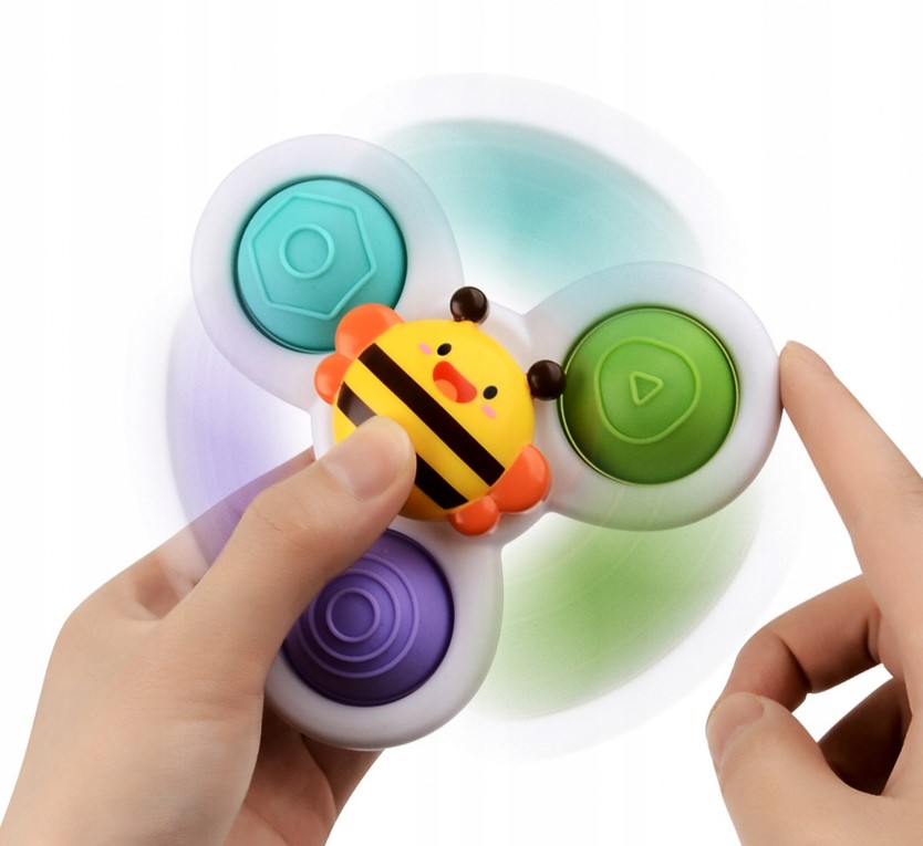 3 SZT FIDGET SPINNER PRZYSSAWKA GRZECHOTKA SENSORYCZNA ZABAWKA DO KĄPIELI Marka bez marki