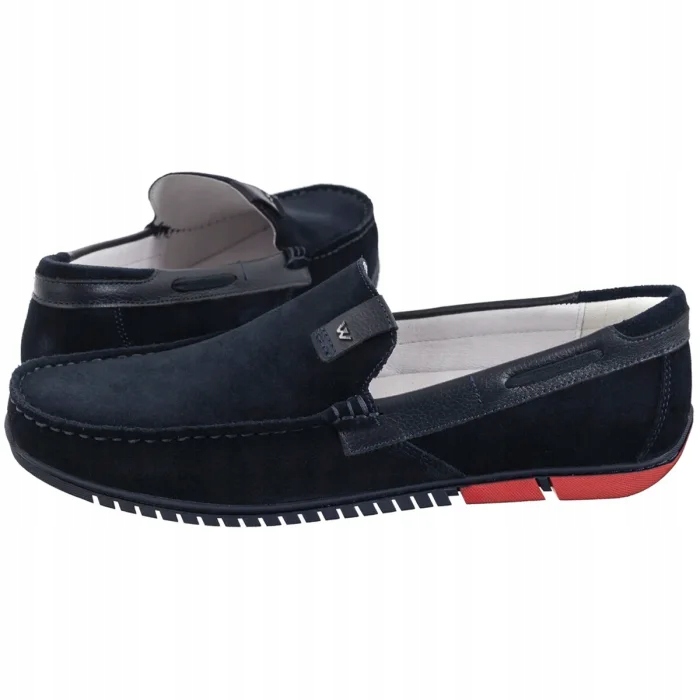 Pánské nazouvací boty Polobotky Pohodlné Mokasíny Wojas Tmavě modré 10190-76