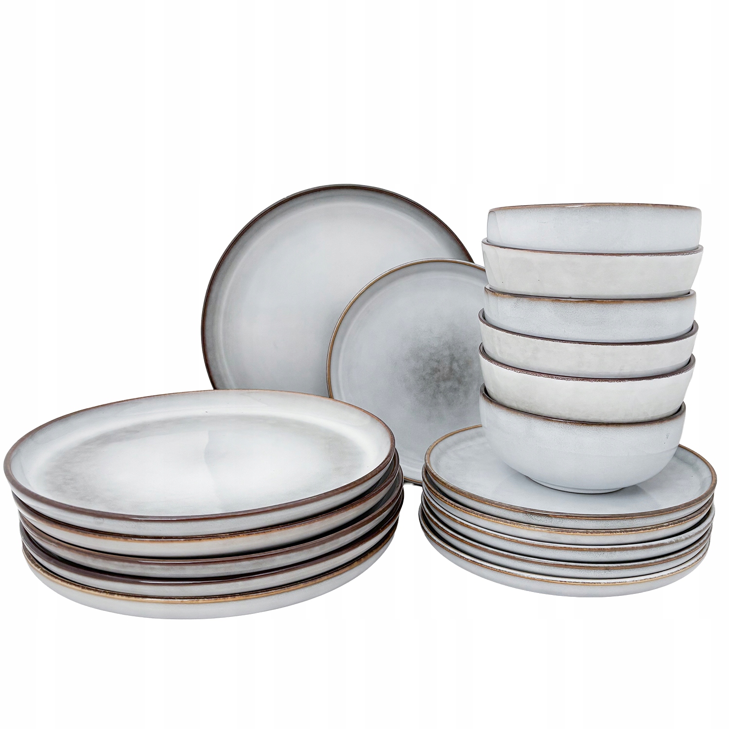 Jídelní Servis Pro 6 Osob Sada Talířů Misek 18 ks Šedá Moderní