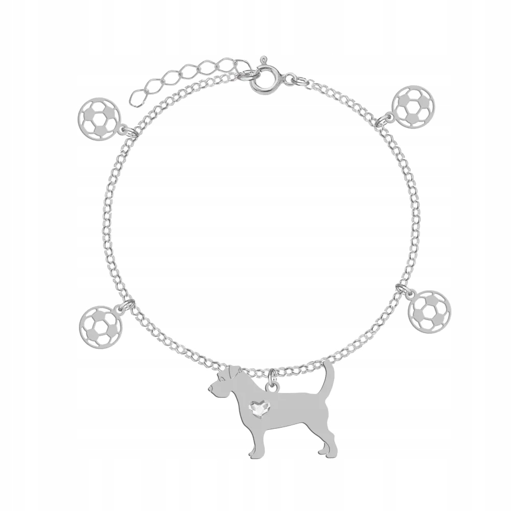 Stříbrný náramek s Jack Russell teriérem Hrubosrstý 925 Žena Gravírování