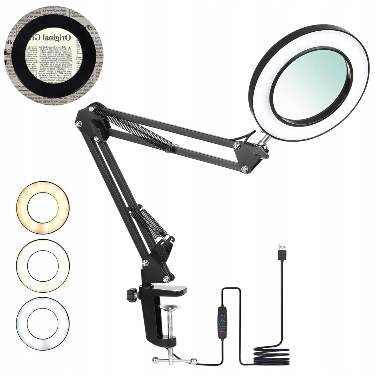 Led Lampa Na Pracovní Desku Dermatologická S Lupou Pro Regulaci Světla