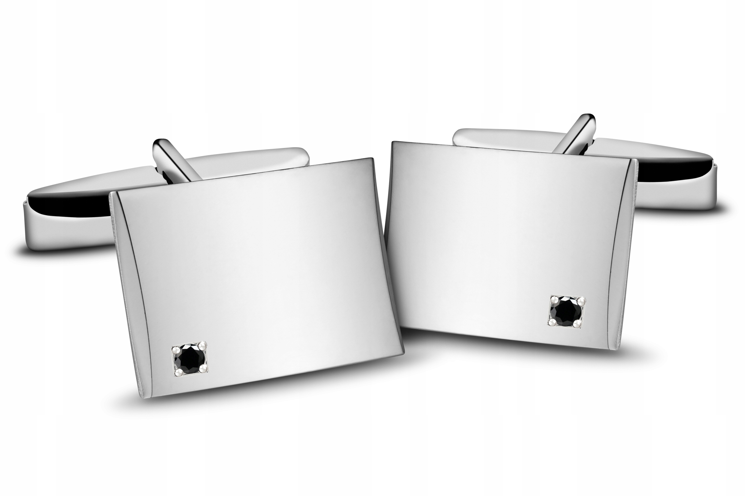 Sponky na košili s černým zirkonem, stříbro o ryzosti 925