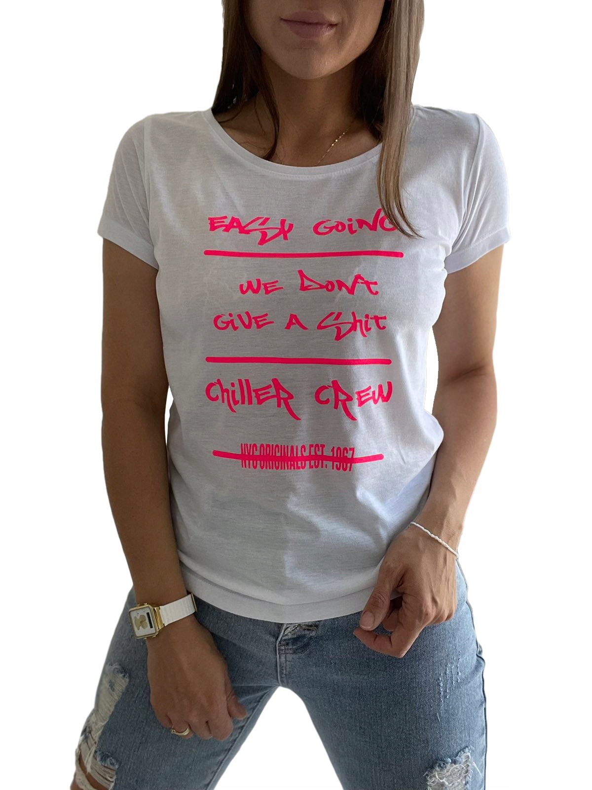

Tshirt damski neon kolory napisy roz. L