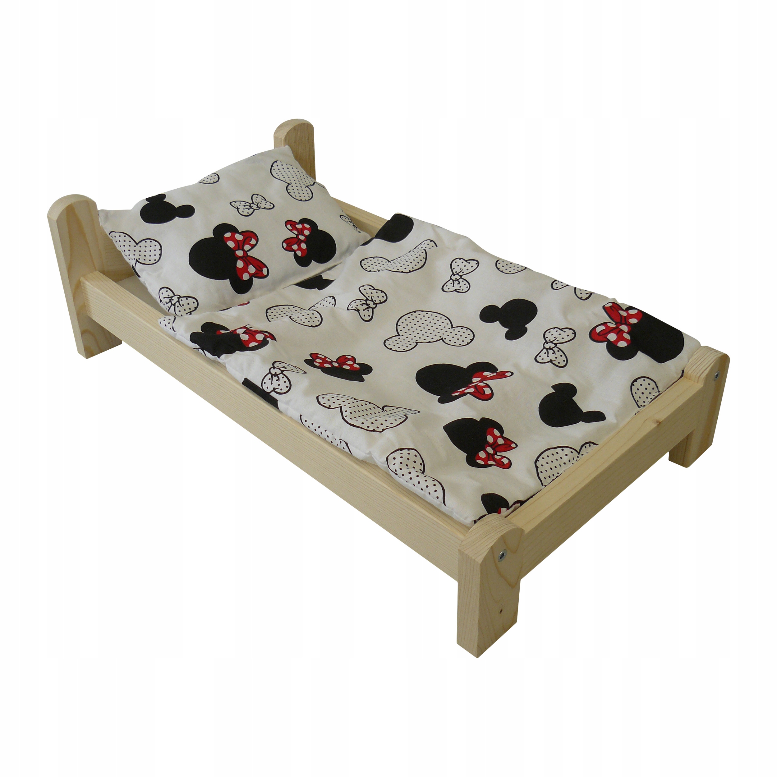 ŁÓŻECZKO DREWNIANE DUŻE + POŚCIEL MYSZKA MIKI