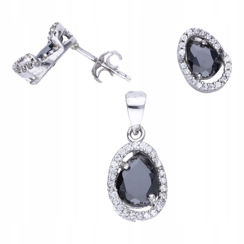 Stříbrný komplet typu markýza 925 s náušnice a přívěskem je ideální jako dárek