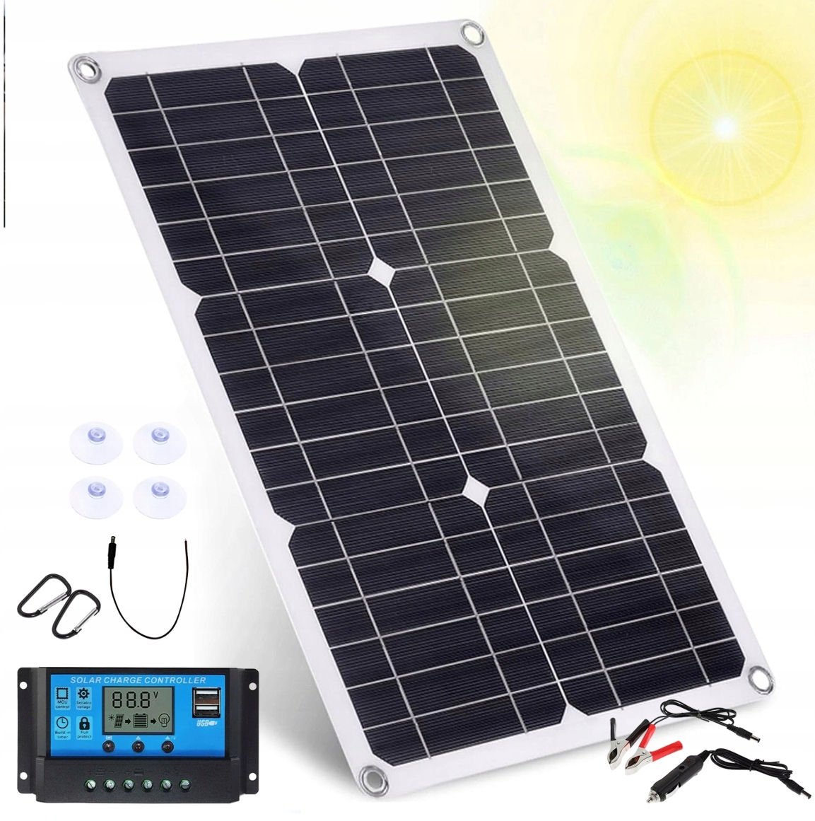 Sada Solárních Panelů 20W Monokrystalická S Usb DC5521, Ekologická