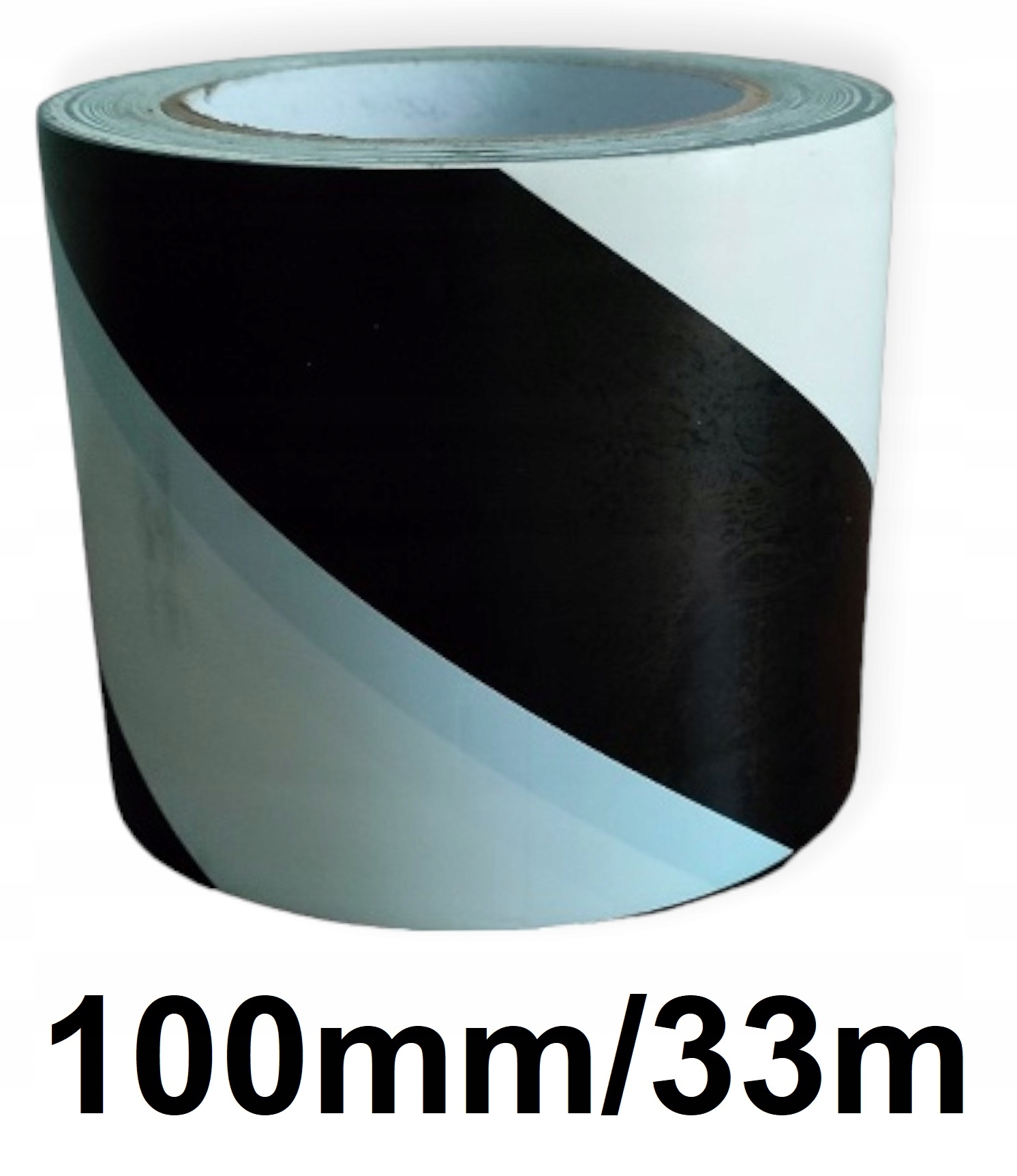 Taśma oznaczeniowa biała czarna podłogowa ostrzegawcza PCV 100mm 33m