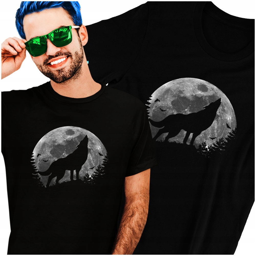 

Koszulka Wilkiem Moon Wilk Księżyc Wolf 3D