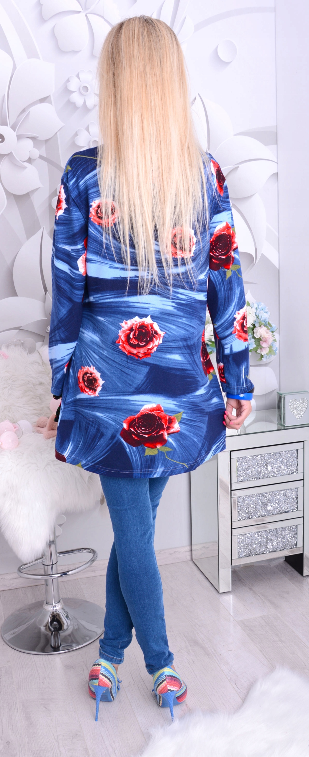 MODNA TUNIKA KWIATY WYSZCZUPLAJĄCA NA BIODERKA MIŁA ŚLICZNY PRINT DUŻA 666B Materiał dominujący bawełna