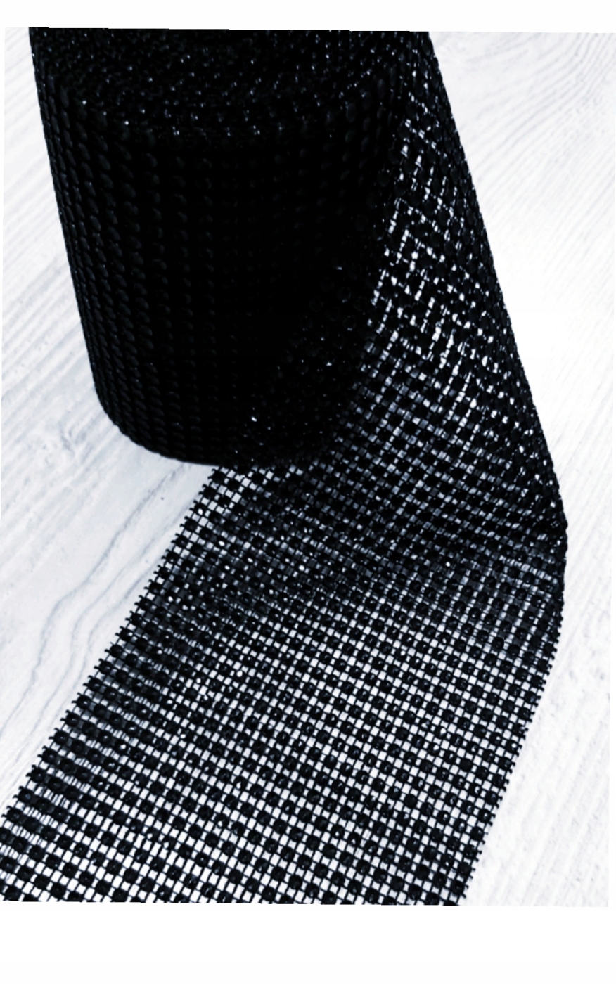 TAŚMA Z CYRKONIAMI dżety DIAMENTY NA METRY CZARNE DEKORACJA OZDOBA 12 CM