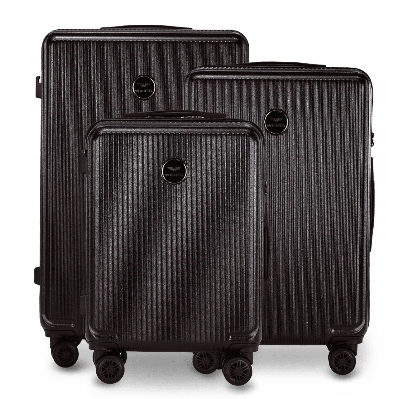 Zestaw 3 Walizek podróżnych L, M, S Poliwęglan Komplet Wings PC566 Black