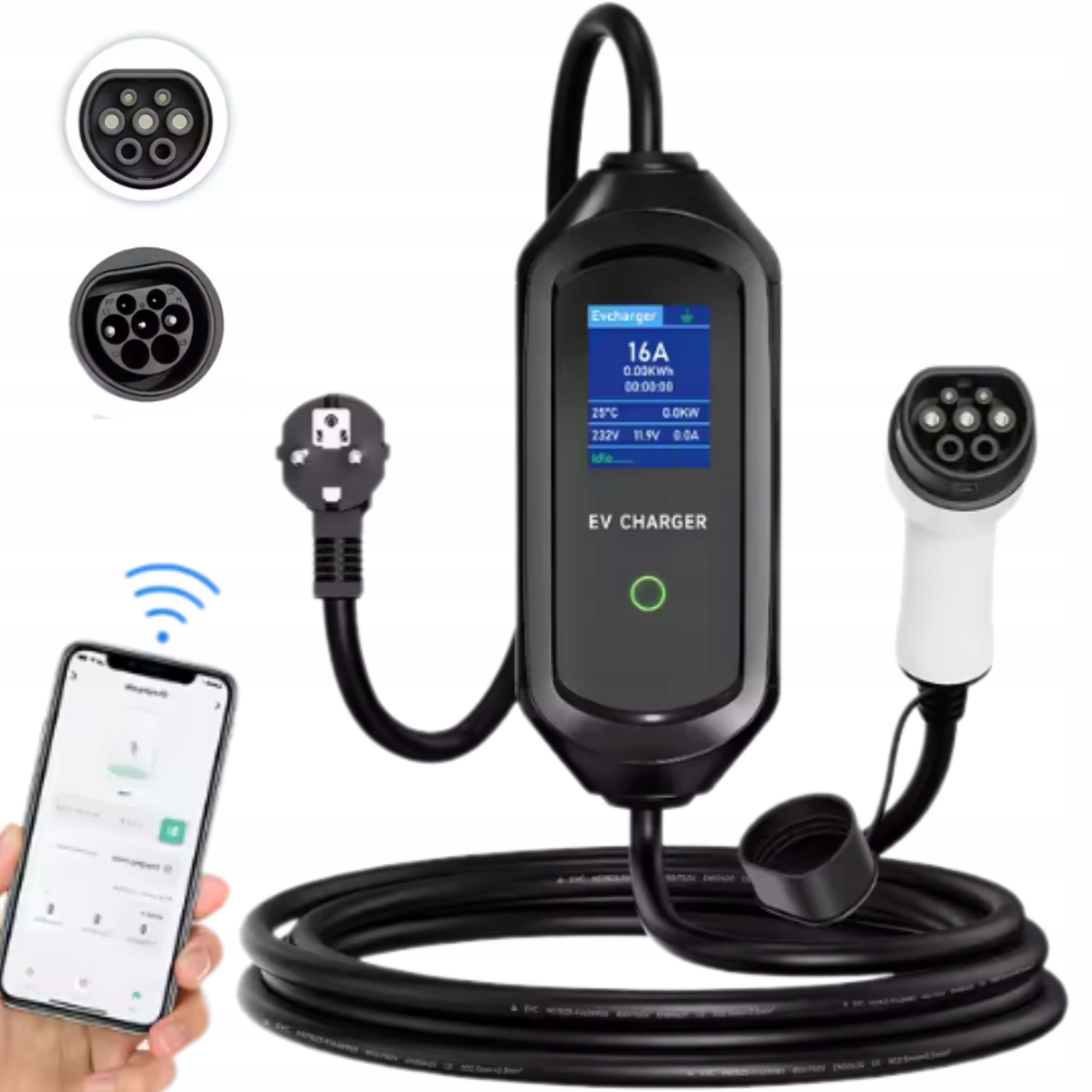 Nabíječka do elektrického auta Evropský kabel Ev TYP2 3.6KW