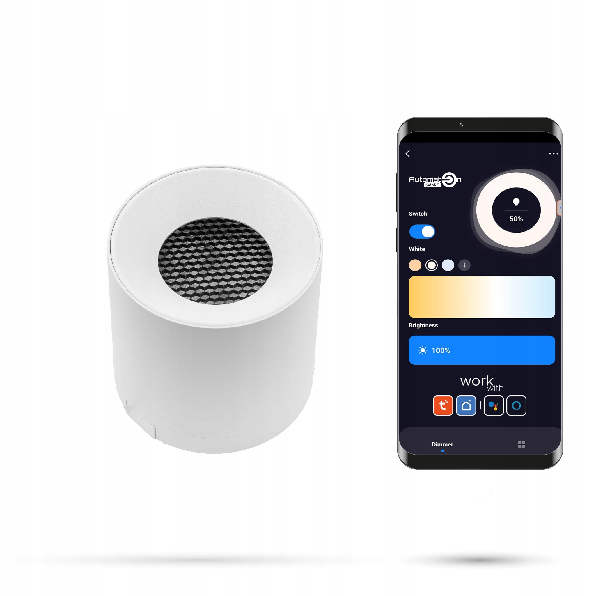 Reflektor Zigbee Tuya Spot 6W D6 Slimtrack FiberFLEX 48VDC 3000-6000K biely