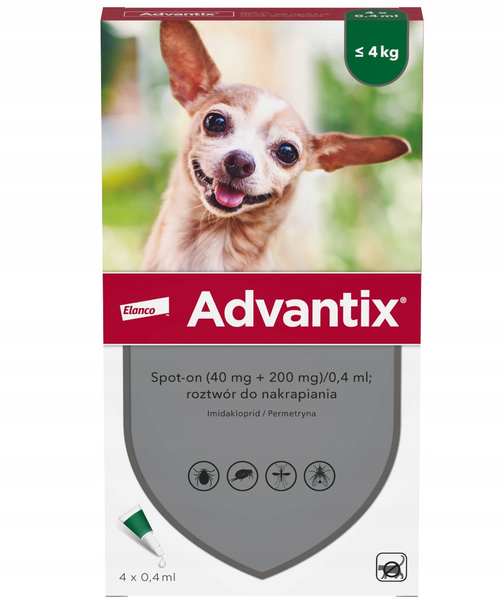 Advantix Spot-on 0.4 MLX4 Pies Do 4 Kg