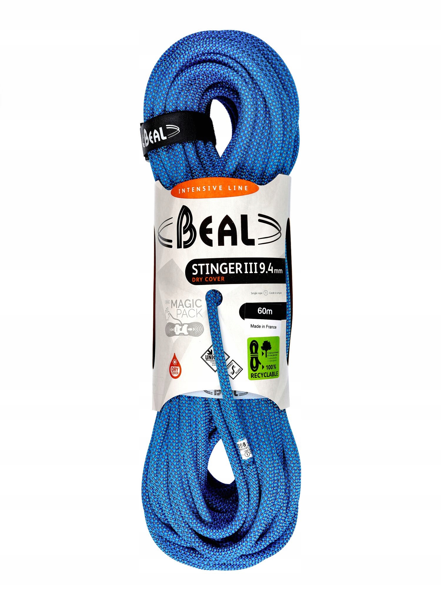 Lezecké lano Beal Stinger III 9,4 mm 60 m Unicore Dry Cover modré