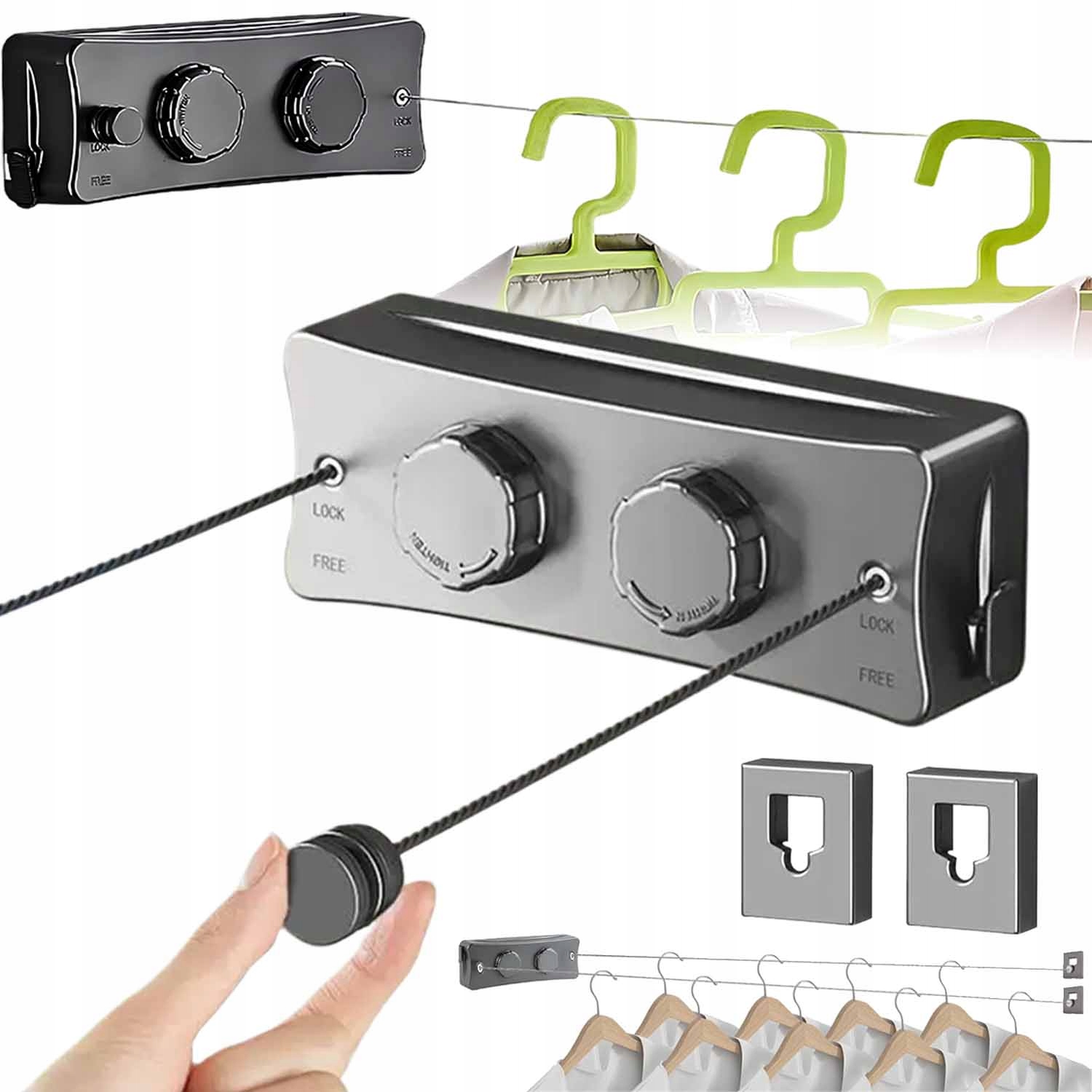 Levně Alu Sušák s provázkovou koupelnovou stěnou, roztahovatelný, 5.1 m