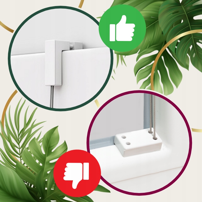 Mocowanie sznurka haczyki do plisy bez wiercenia regulowane białe kpl 4 SZT Kolor biały