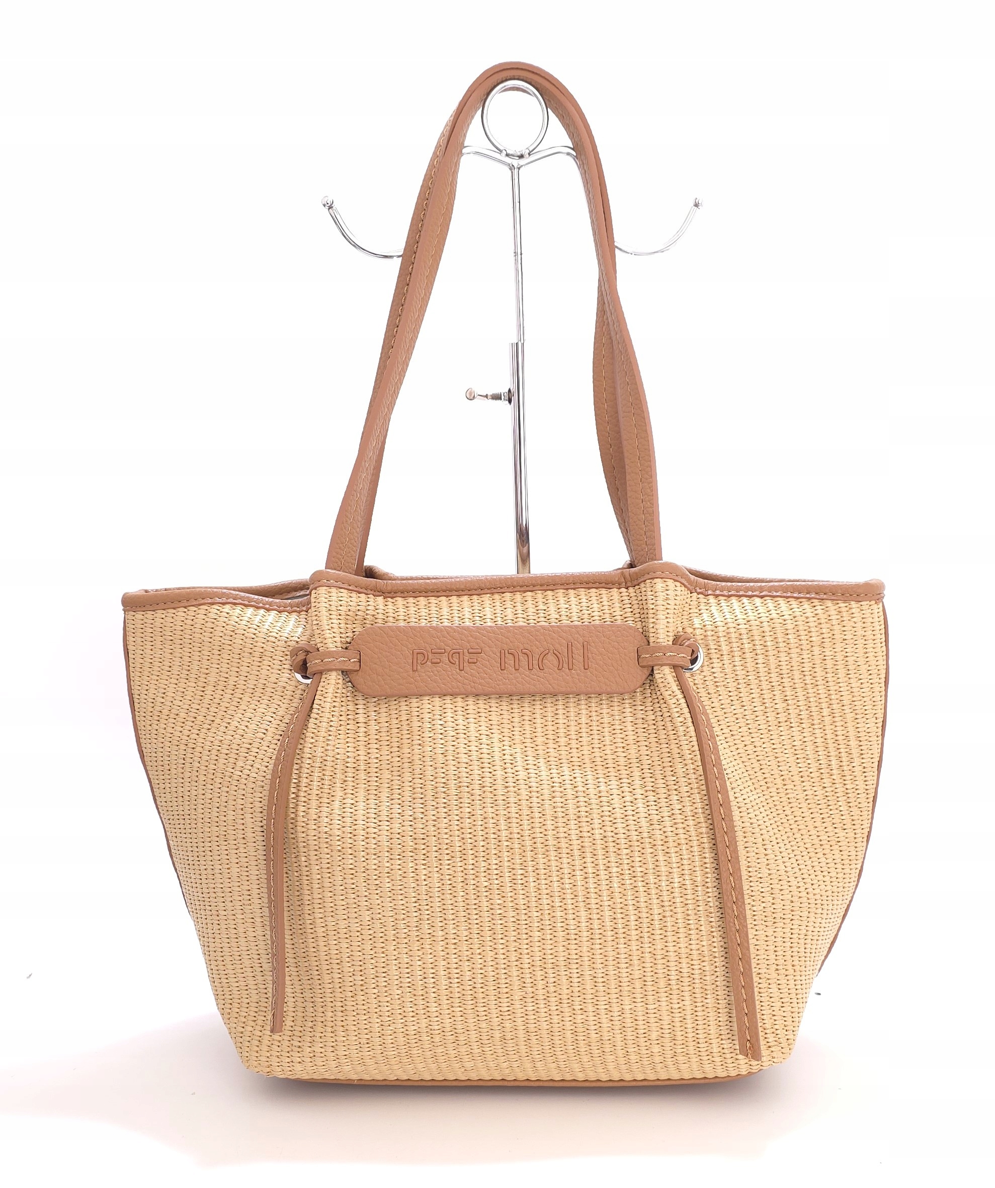 Béžová dámská kabelka na rámu s imitací rafie Pepe Moll 261311