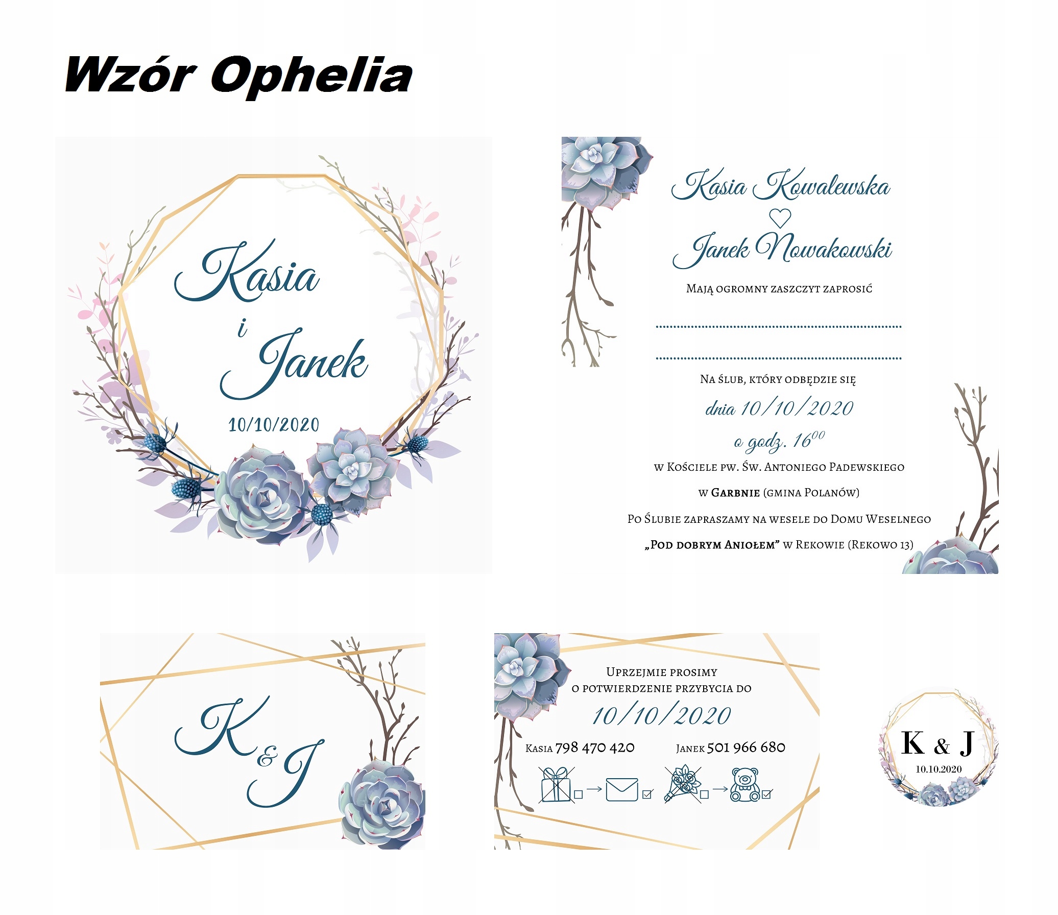 ZAPROSZENIA ŚLUBNE Ślub Boho RSVP 4w1 Twój Tekst! Grubość papieru 300 g