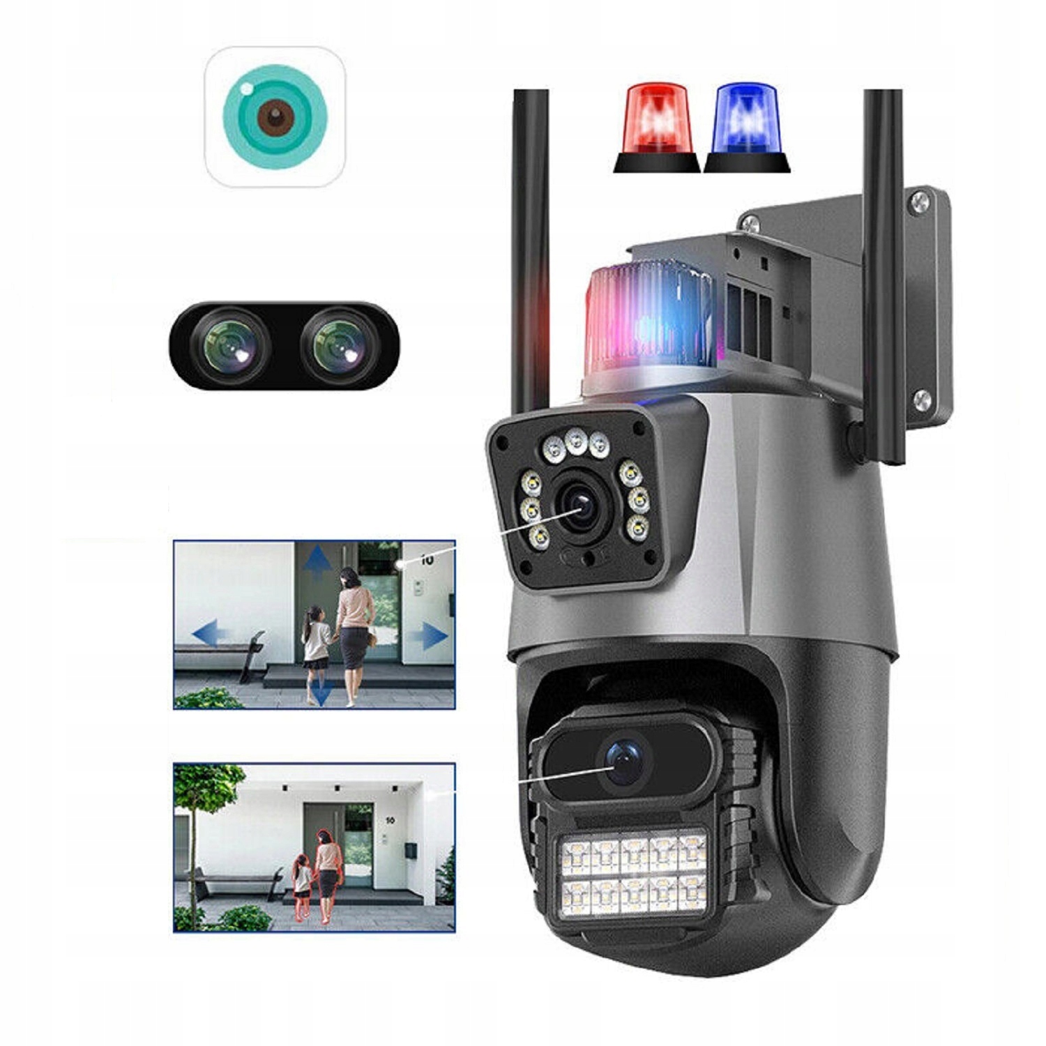 Homkel Inteligentní venkovní Ip kamera s otáčením a naklápěním, WiFi, duální objektiv