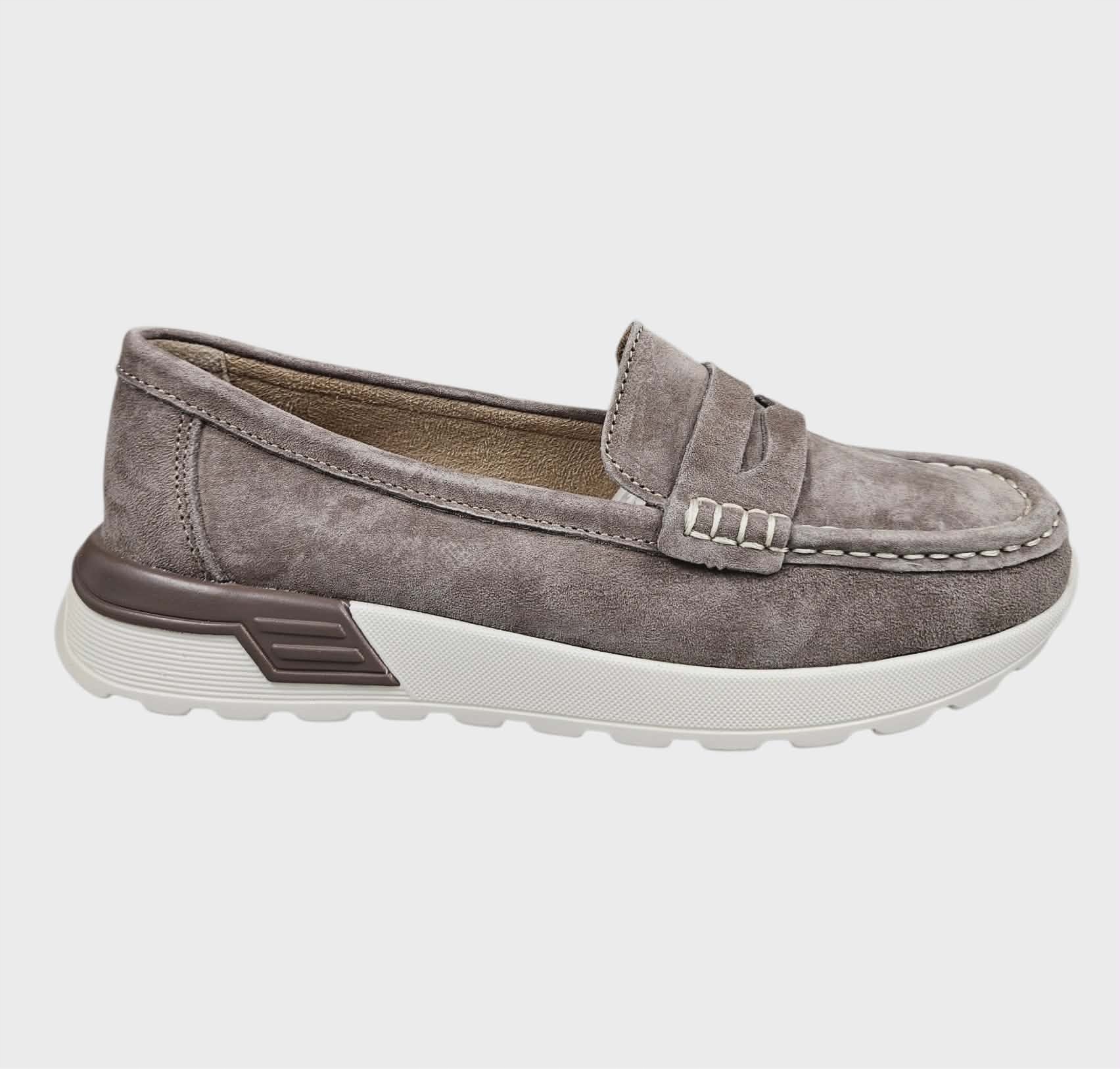 Dámské Kožené Mokasíny Na Platformě Filippo DP7528 Taupe Nubuk vel. 38