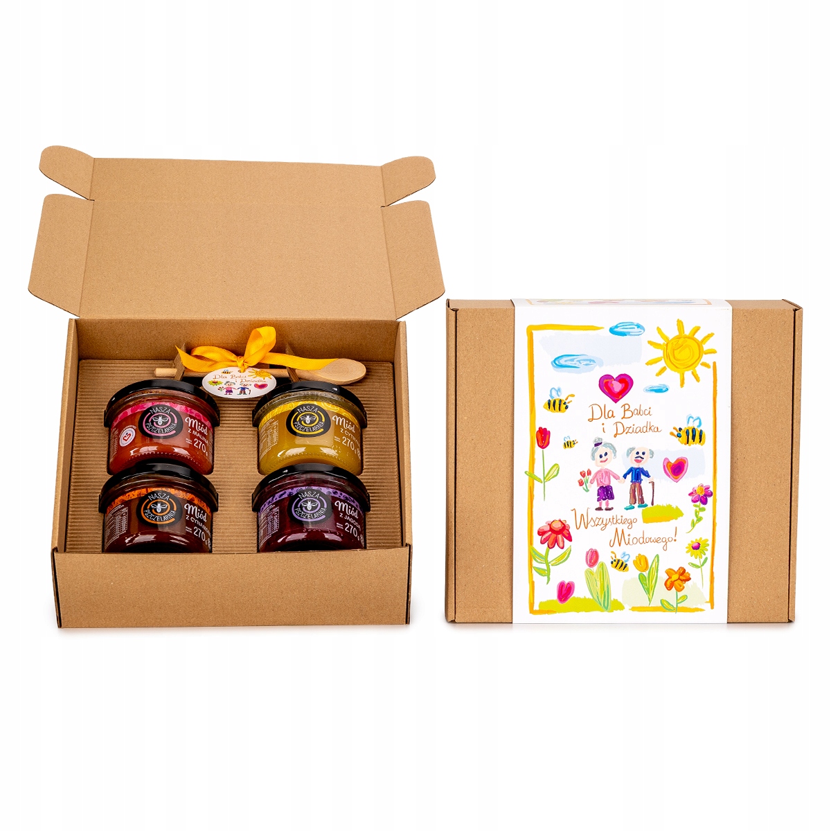 Velký Set Medů Lahodný Med 4x300g Dárek Ke Dni Babičky A Dědečka