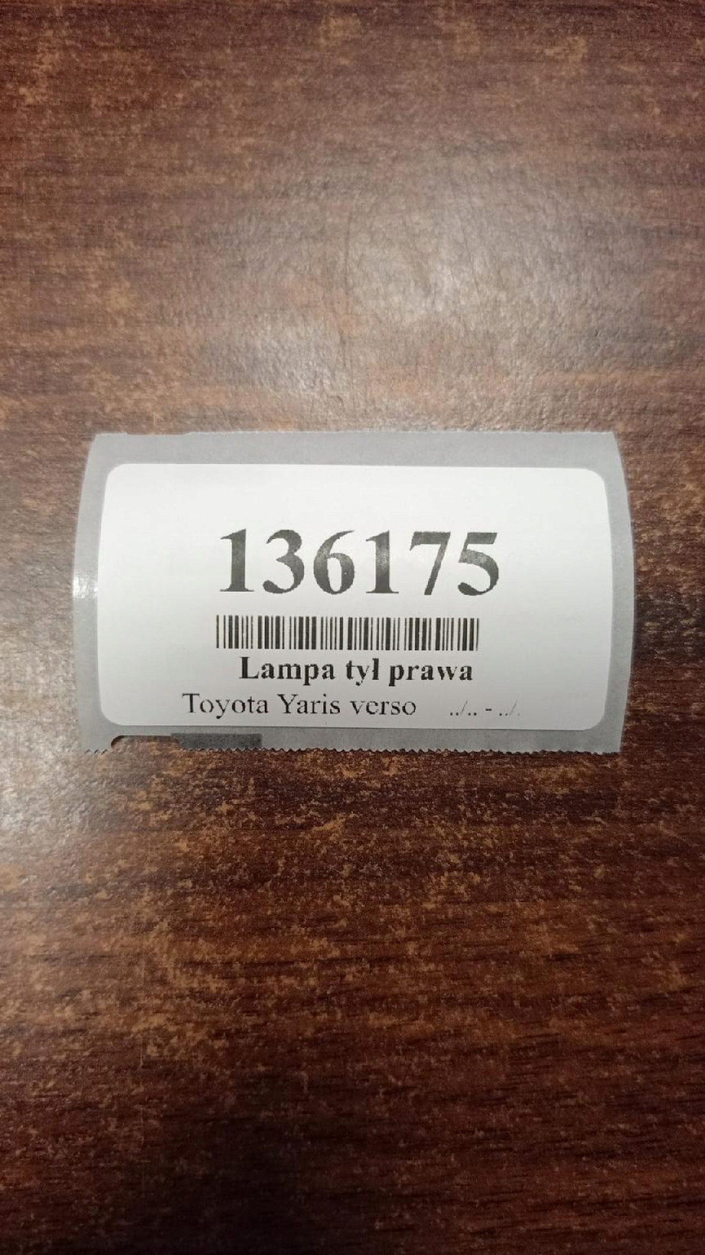 TOYOTA YARIS VERSO light right rear part