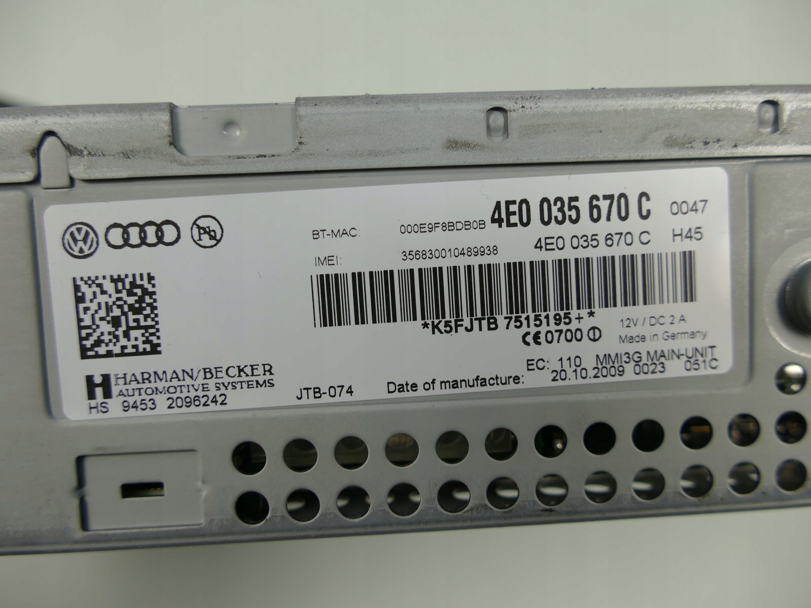 AUDI A8 D3 LIFT card reader SD SIM PLYT navigation devices 4E0035670C