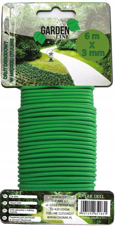 DRUT OGRODNICZY W OTULINIE DO SPINANIA PODWIĄZYWANIA ROŚLIN 3mm x 6mb