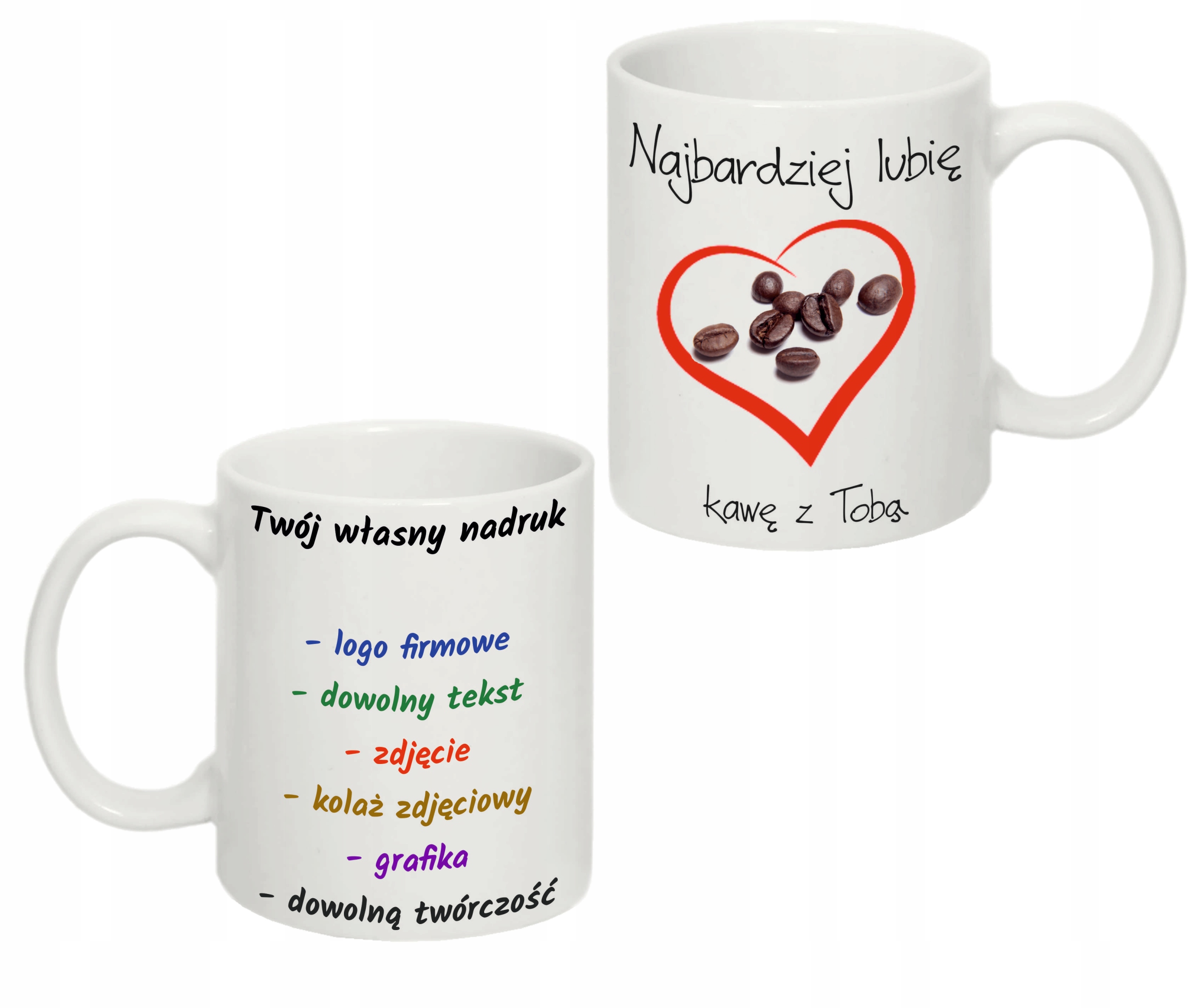 Kubek z nadrukiem plus pudełko ,grafiką, zdjęcie Linia White