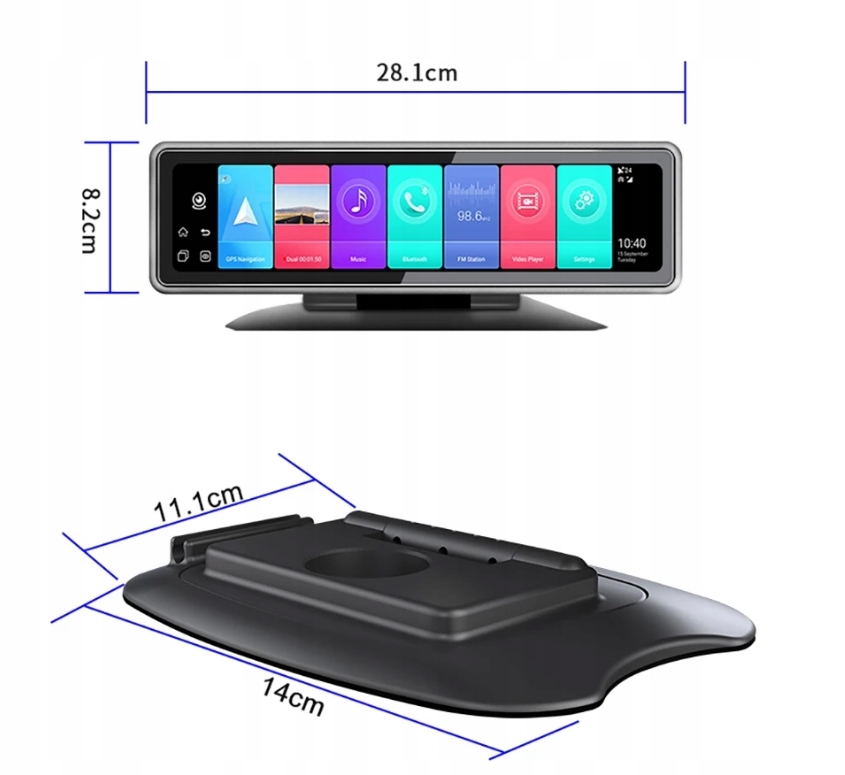 360° Rejestrator 4 Kamery Lusterko Android ADAS 4G Kąt widzenia 160°