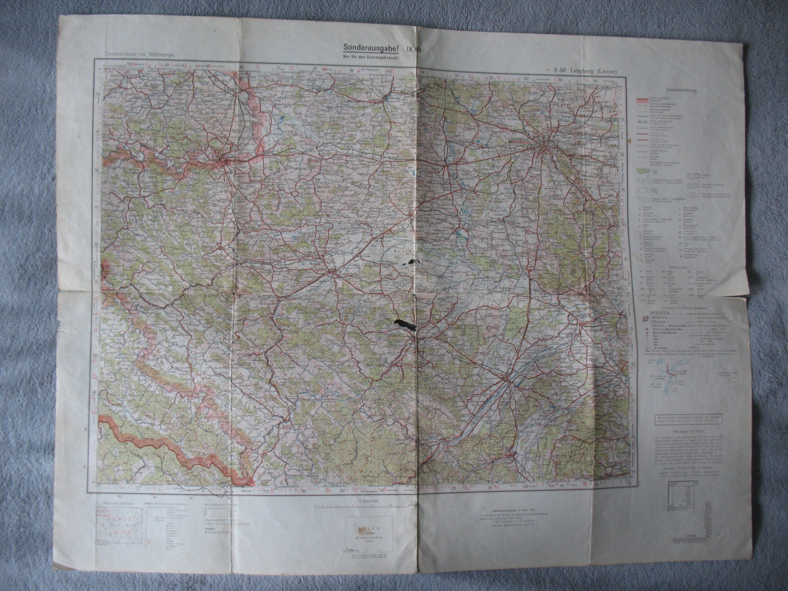 LWÓW PRZEMYŚL SAMBOR BORYSŁAW DROHOBYCZ STRYJ CHODORÓW przedw. MAPA 1937
