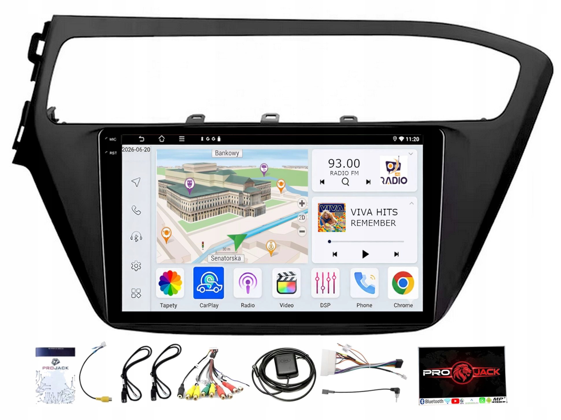 Rádio Navigácia Gps Hyundai I20 2018-2020 Wifi Carplay Usb 4GB 64GB