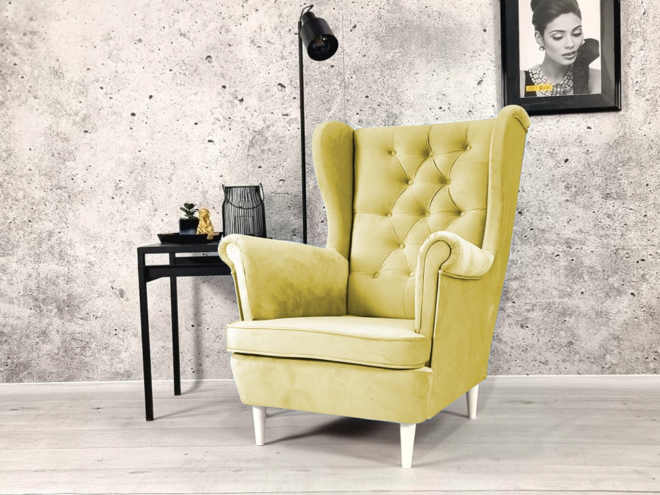 FOTEL USZAK STYL SKANDY GŁĘBOKI PIK PLAMOODPORNY Kolor obicia odcienie beżu