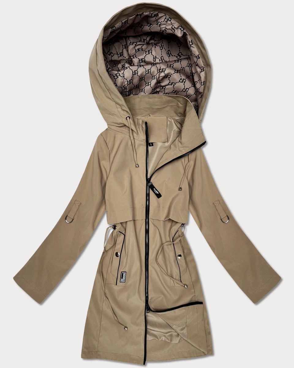 Tenká Bunda Kapuce KK60409 Písková L (40)