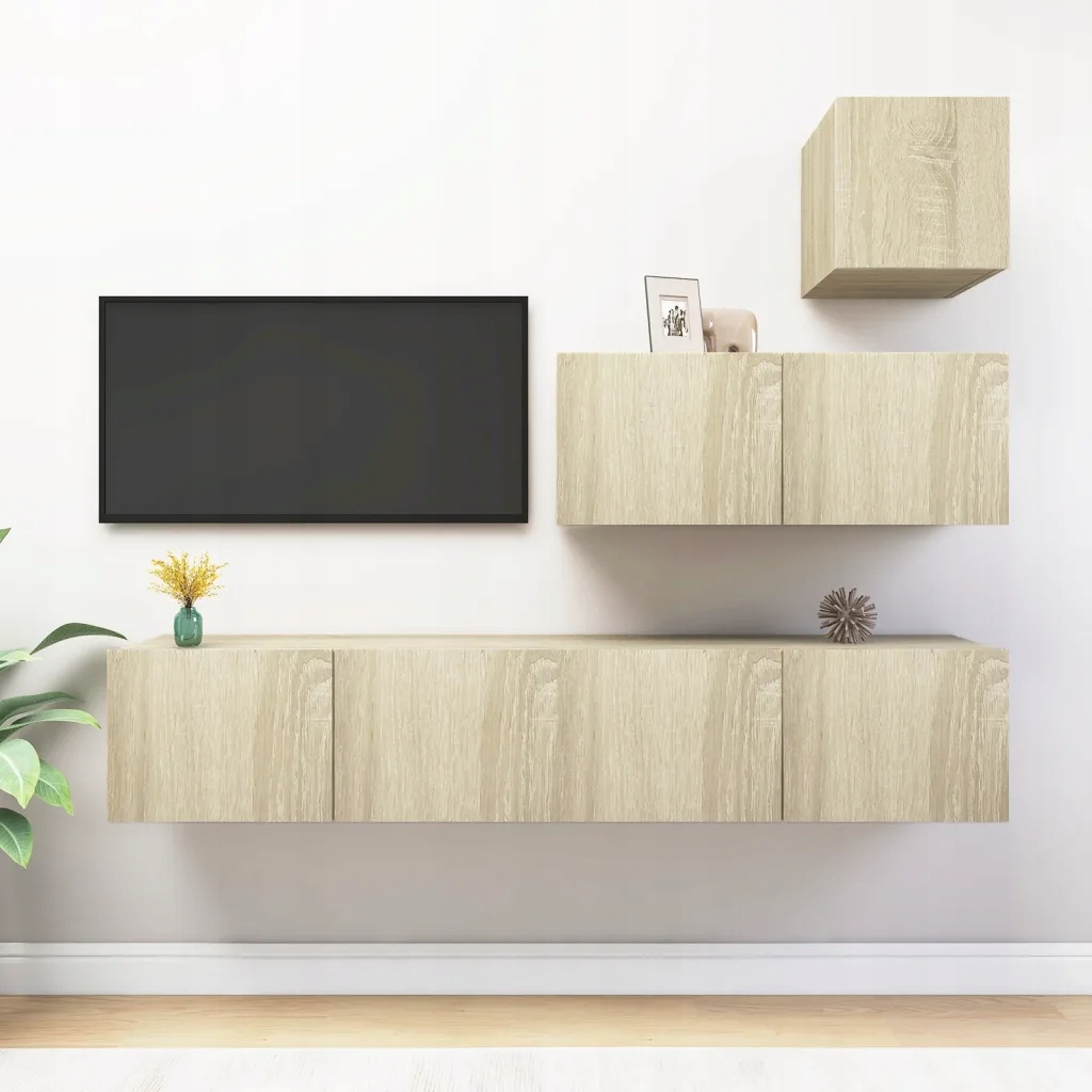 4dílný set Tv skříněk dub sonoma kompozitní dřevo Hnědá 3079051