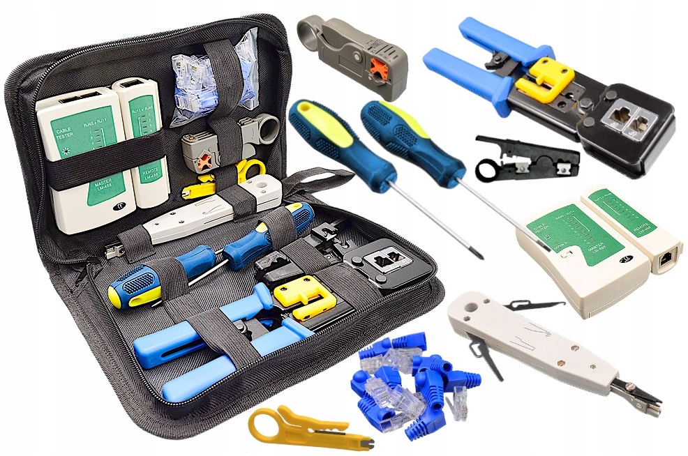 Sada Síťových Nástrojů Pro Průchozí Zástrčky RJ45 Tester Krimpovač