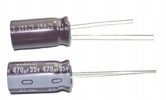 

Kondensator 470uF 35V 20% 105°C Nichicon 10x21mm