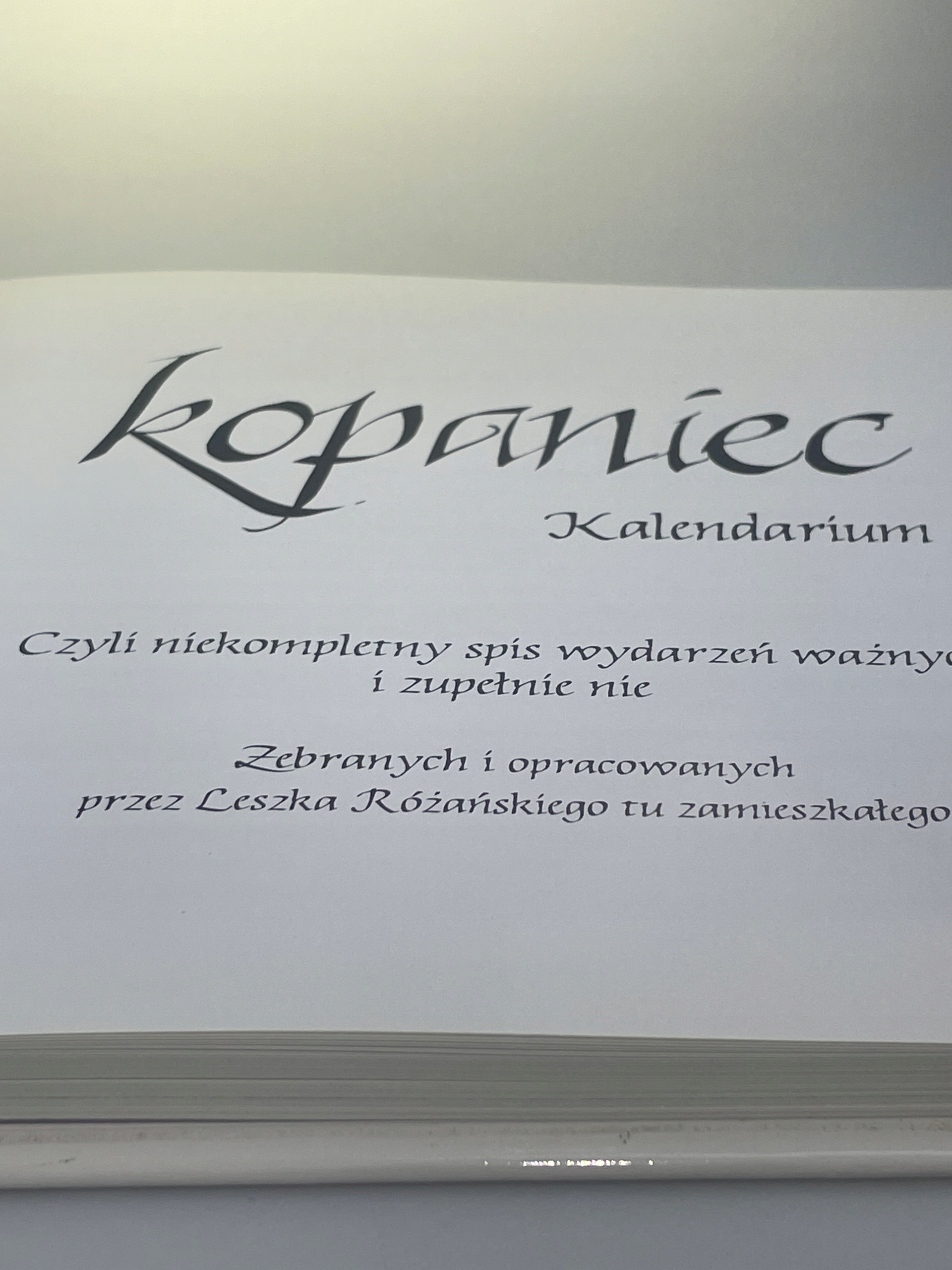 Kopaniec Kalendarium Leszek Różański ISBN 9788362708673