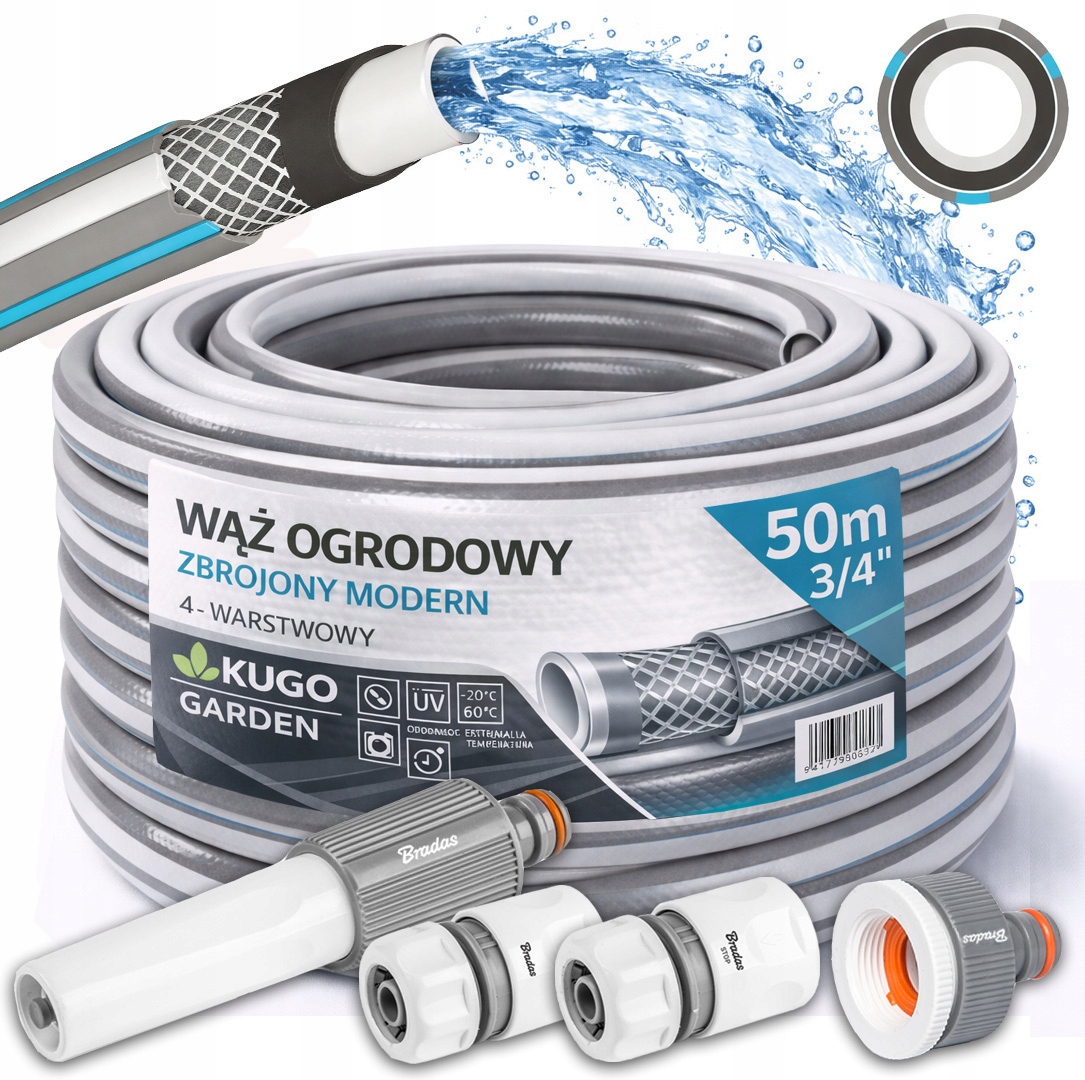 Hadice 3/4" 50 m 4 Vrstvy Plus Moderní Zavlažovač Set Bradas