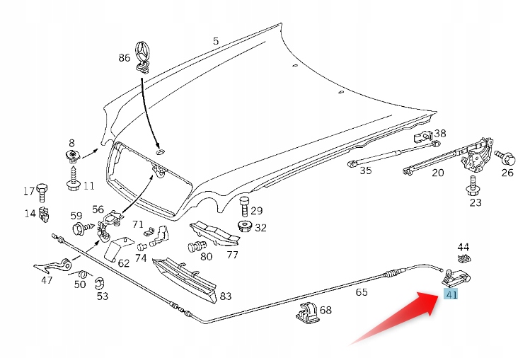 Úchyt Pro Otevírání Masky Mercedes A124880032064