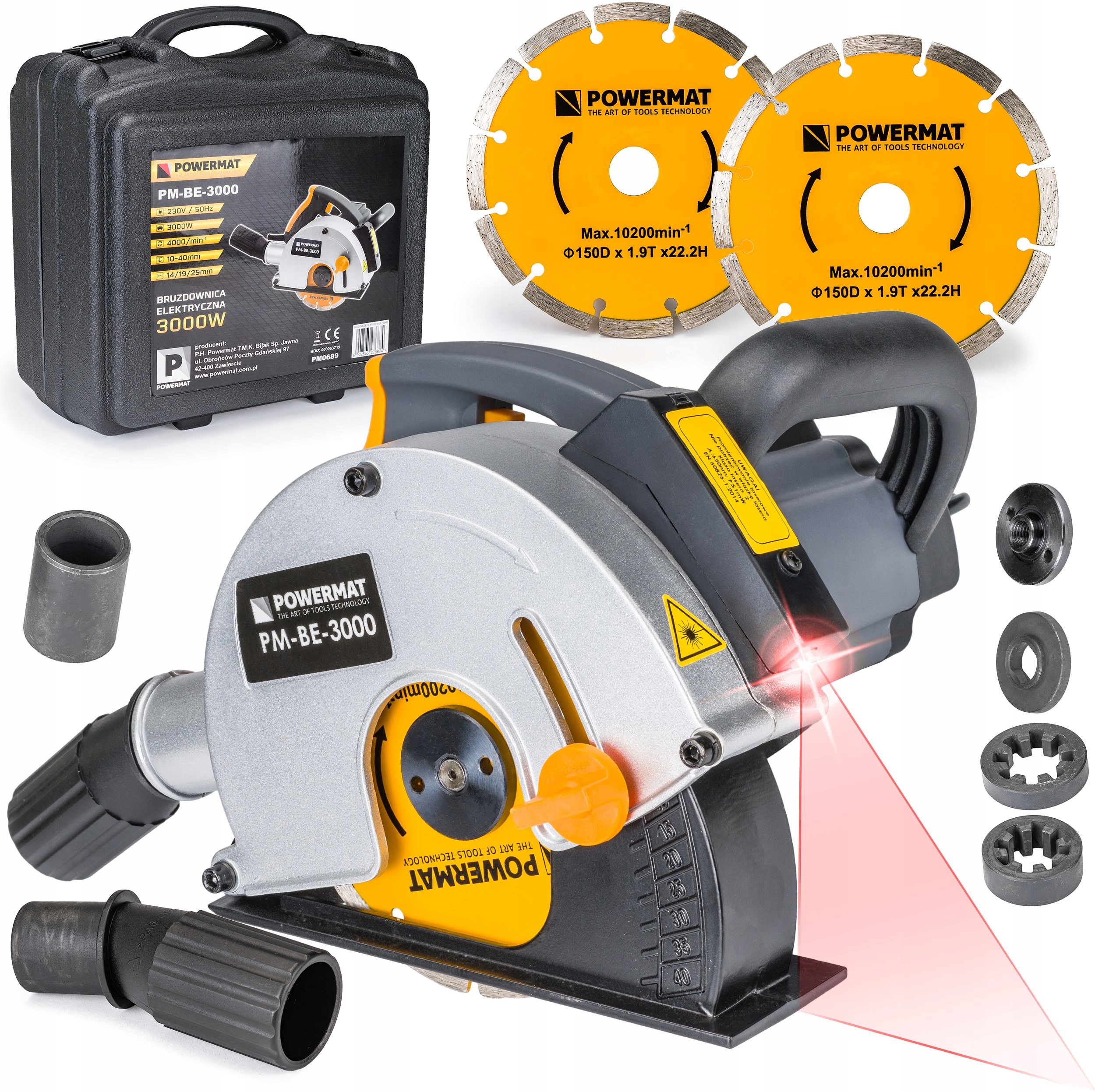 

Bruzdownica Elektryczna 3000W 150mm Walizka Laser