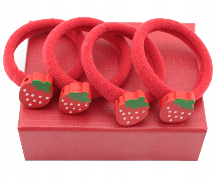 

Gumki Do Włosów Czerwone Lycra Truskawki 4 Sztuki