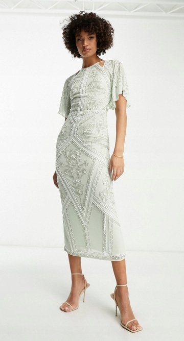 Zdobená Flitrová Koktejlová Šaty Sukně Edition 36 S