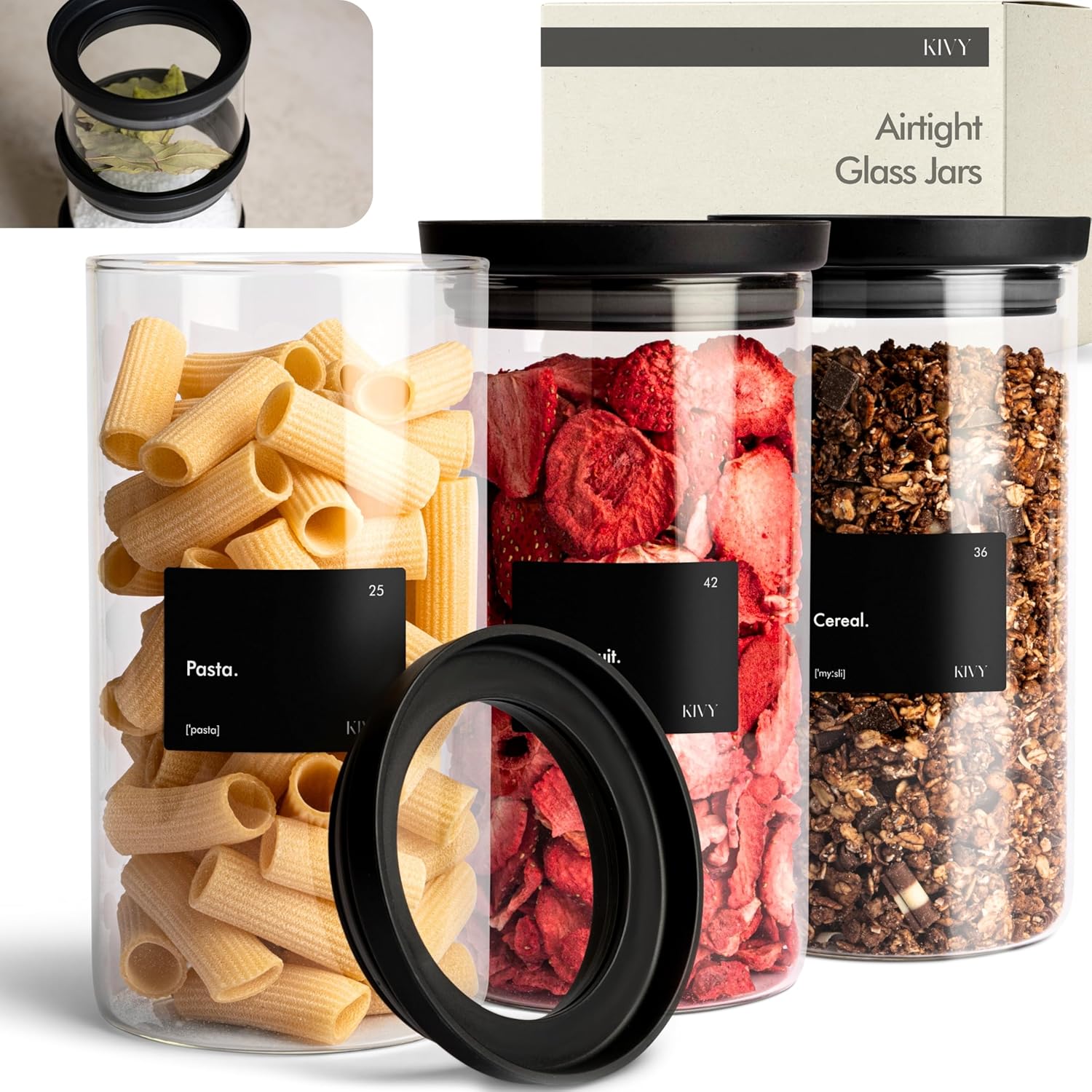 Sklenice S Okénkem 3x1200 Ml Hermetické Borosilikátové Kivy