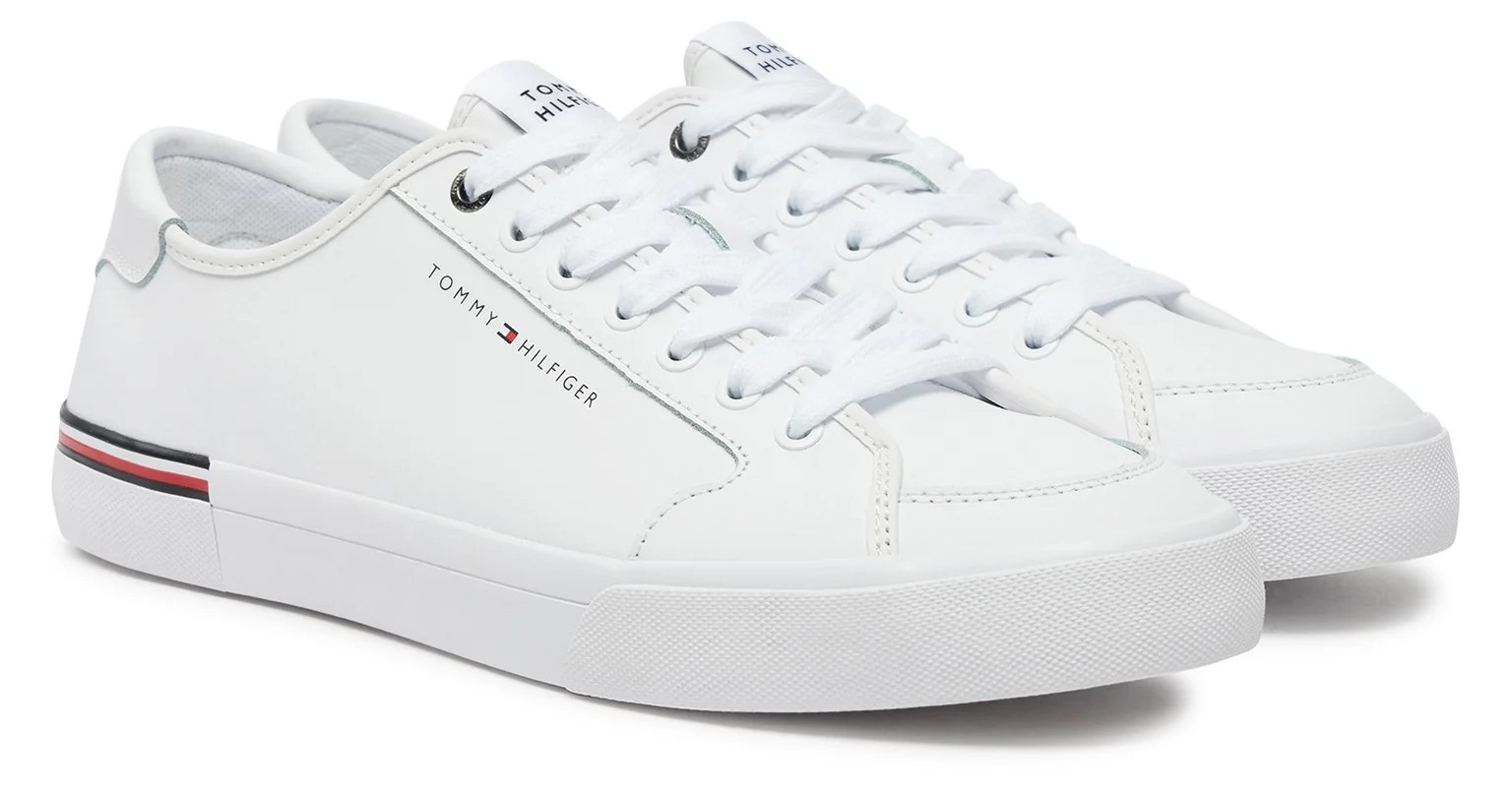 Tommy Hilfiger Core Corporate pánské kožené tenisky bílé, velikost 42
