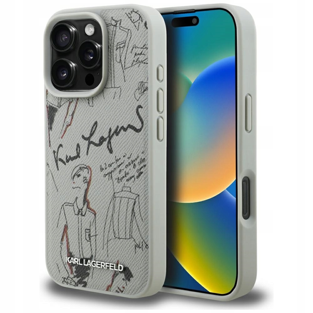Pouzdro Pro Iphone 16 Pro Karl Lagerfeld Pattern Magsafe Šedé